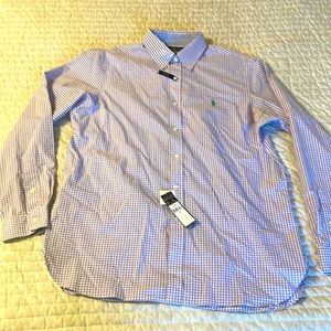 NWT Polo Ralph Lauren Slim Fit Gingham Shirt Poplin Buttondown SIZE LARGE Purple